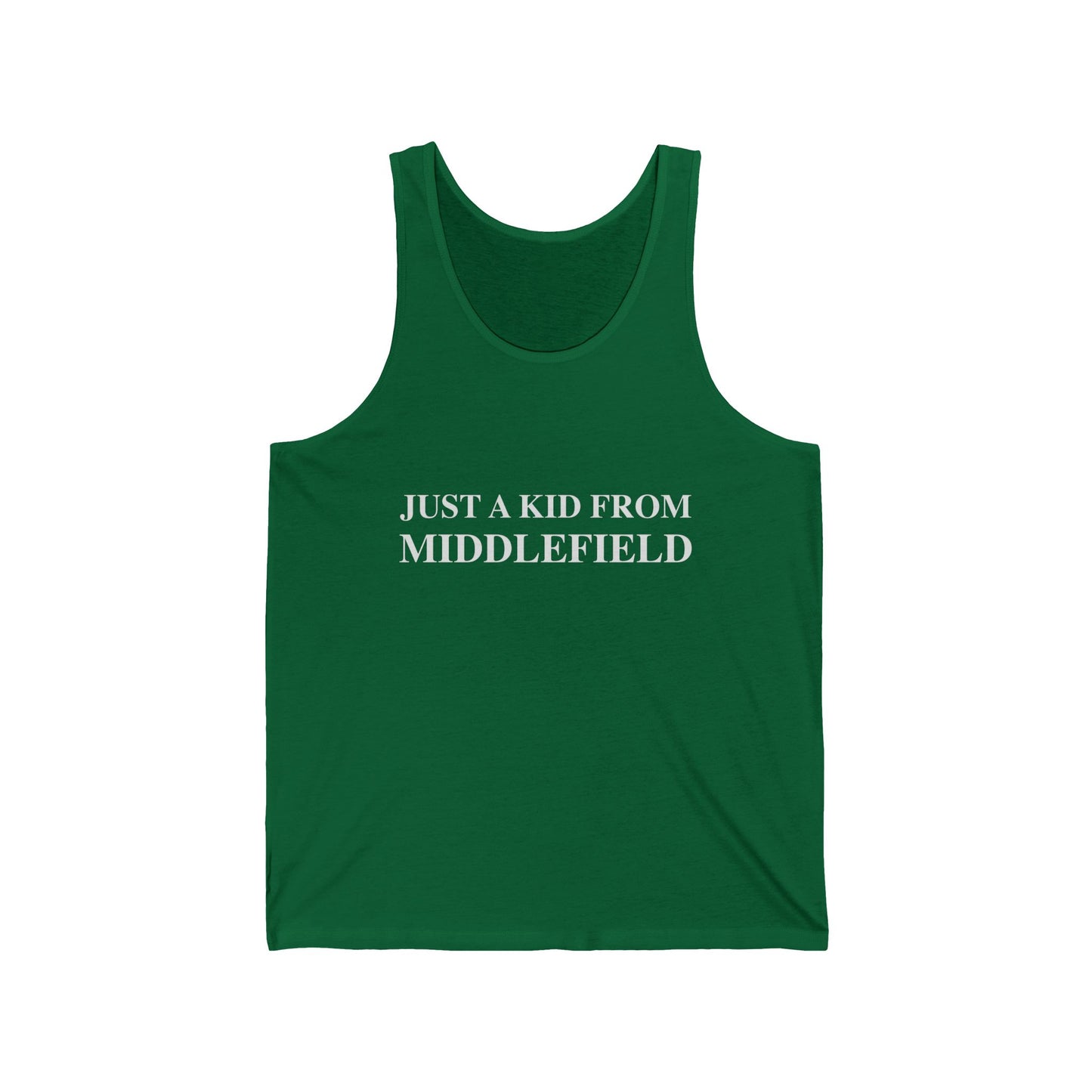 Just a kid from Middlefield Unisex Jersey Tank