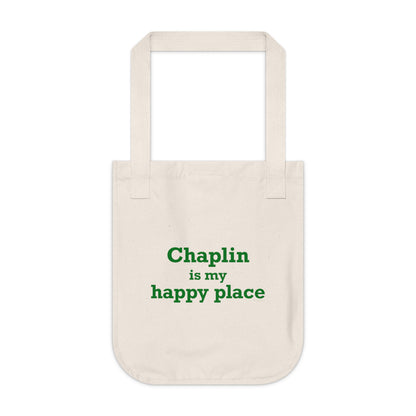 Chaplin is My Happy Place Organic Canvas Tote Bag