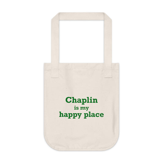 Chaplin is My Happy Place Organic Canvas Tote Bag