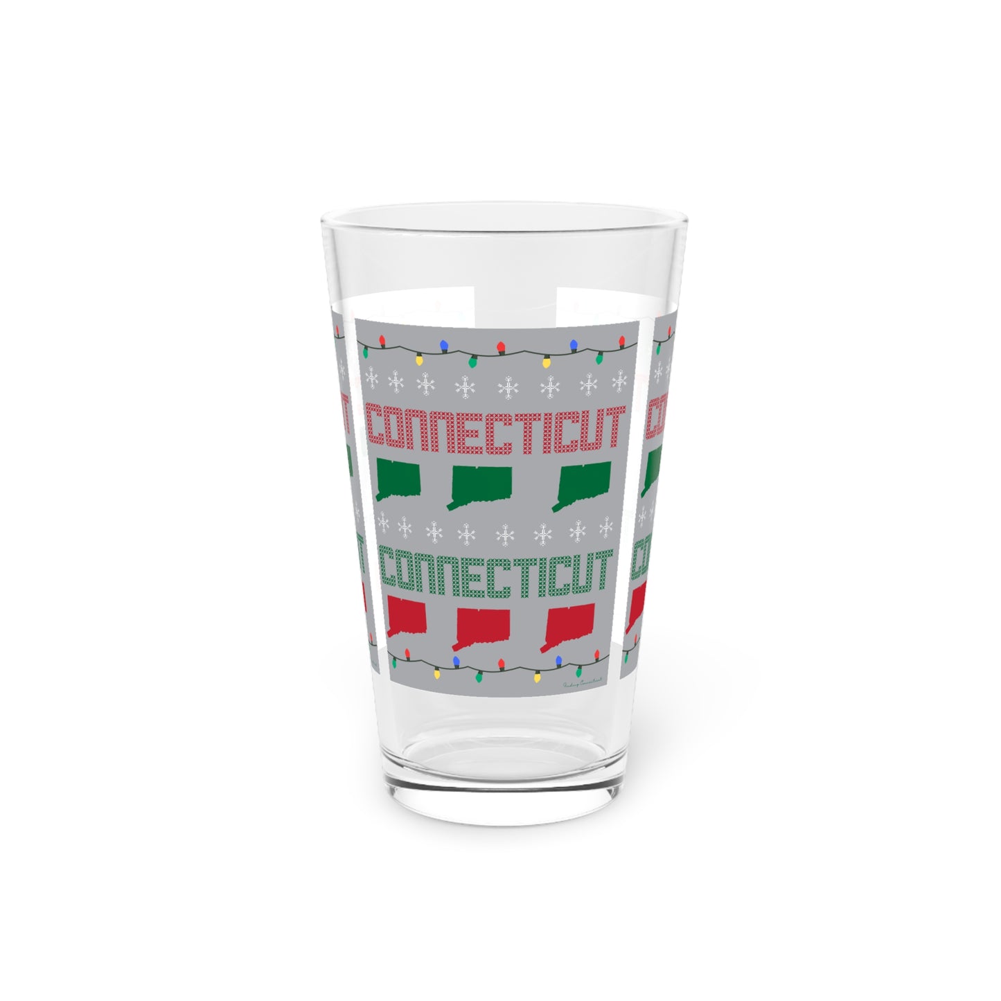 Connecticut Ugly Holiday Pint Glass, 16oz