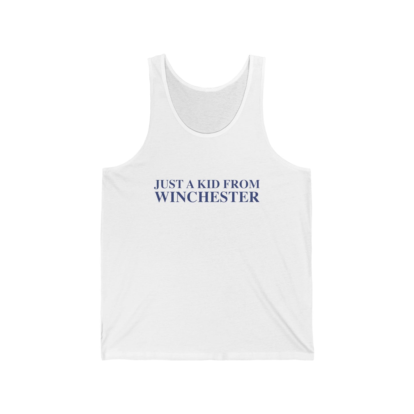 Just a kid from Winchester Unisex Jersey Tank Top