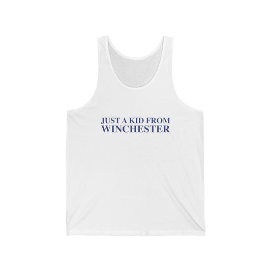 Just a kid from Winchester Unisex Jersey Tank Top