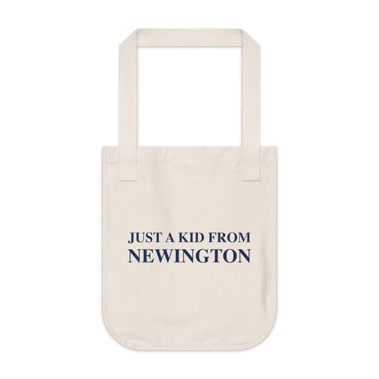 Just a kid from Newington Organic Canvas Tote Bag
