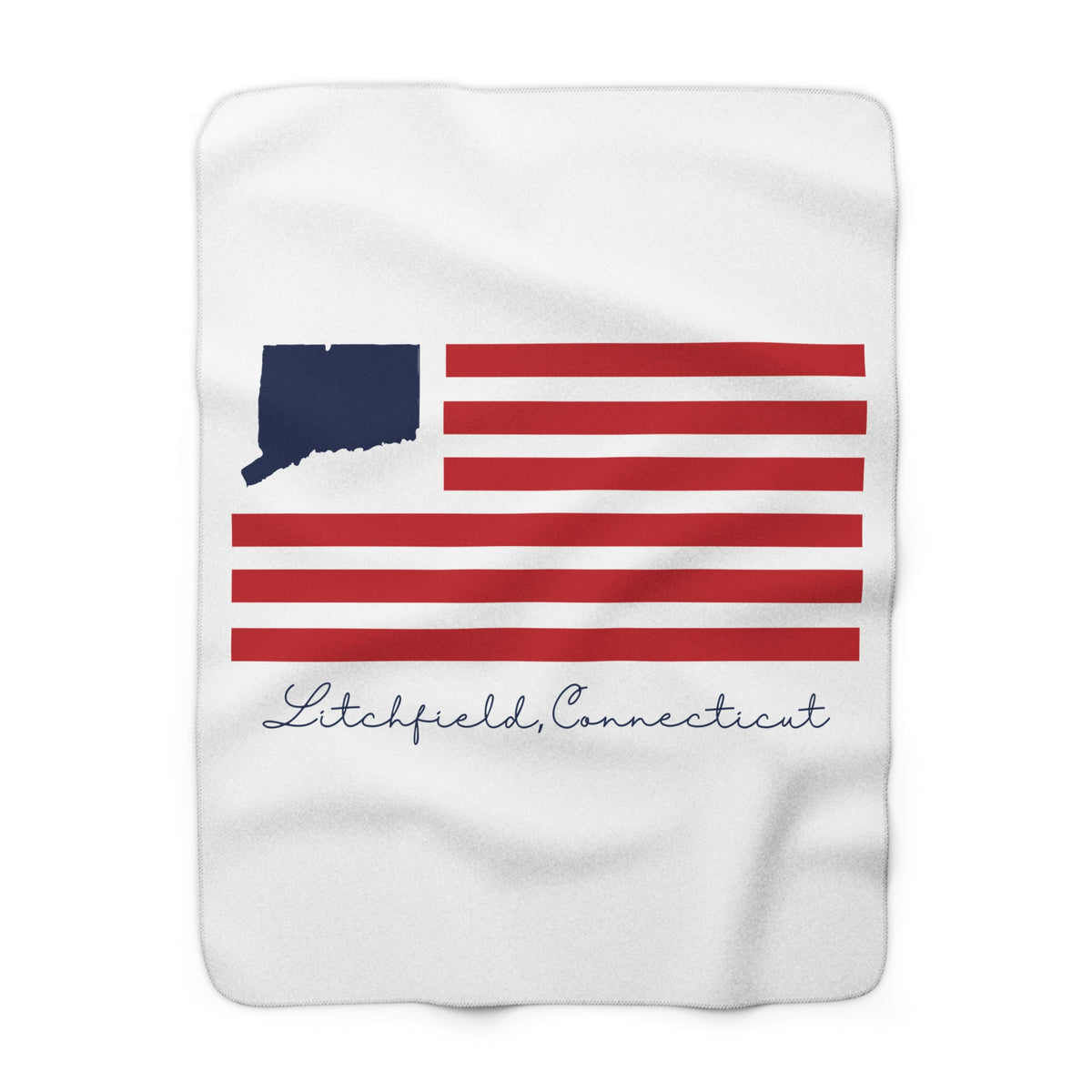 Litchfield Connecticut Flag Sherpa Fleece Blanket