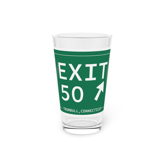 Vintage Exit 50  Merritt Parkway Sign Pint Glass, 16oz