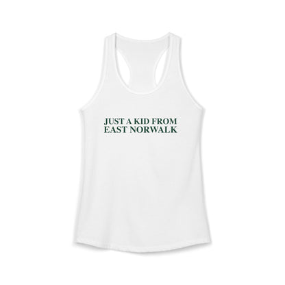 Just a kid from East Norwalk Women's Ideal Racerback Tank Top
