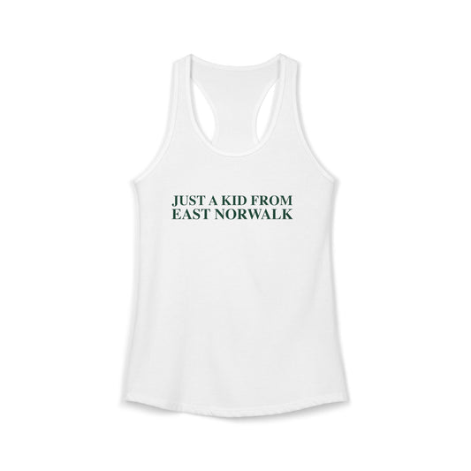 Just a kid from East Norwalk Women's Ideal Racerback Tank Top