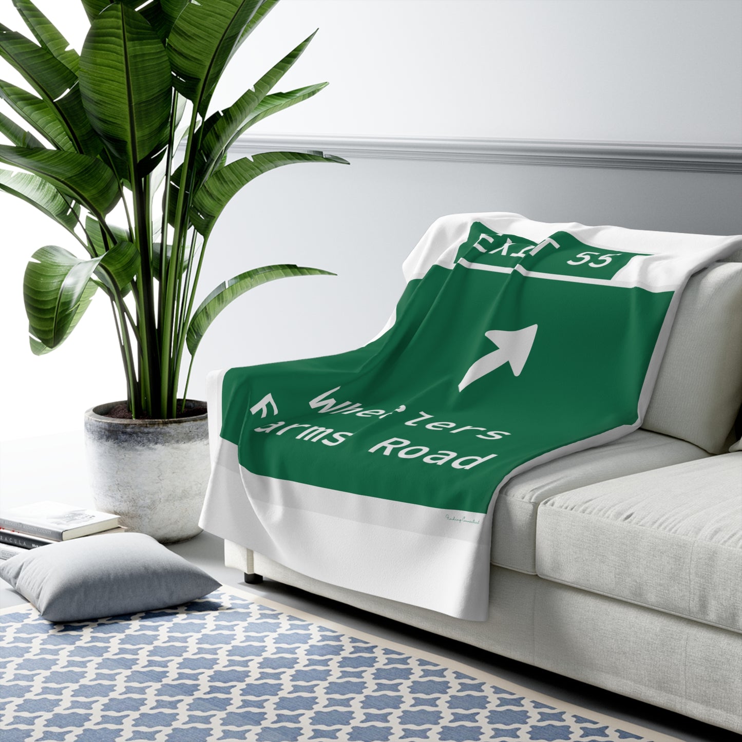 Vintage WCP Exit 55 Sign Sherpa Fleece Blanket