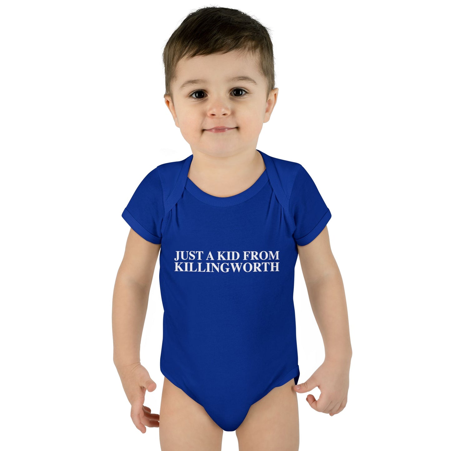 Just a kid from Killingworth Infant Baby Rib Bodysuit
