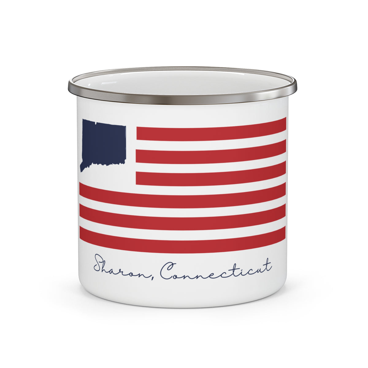 Sharon Connecticut Flag Enamel Camping Mug