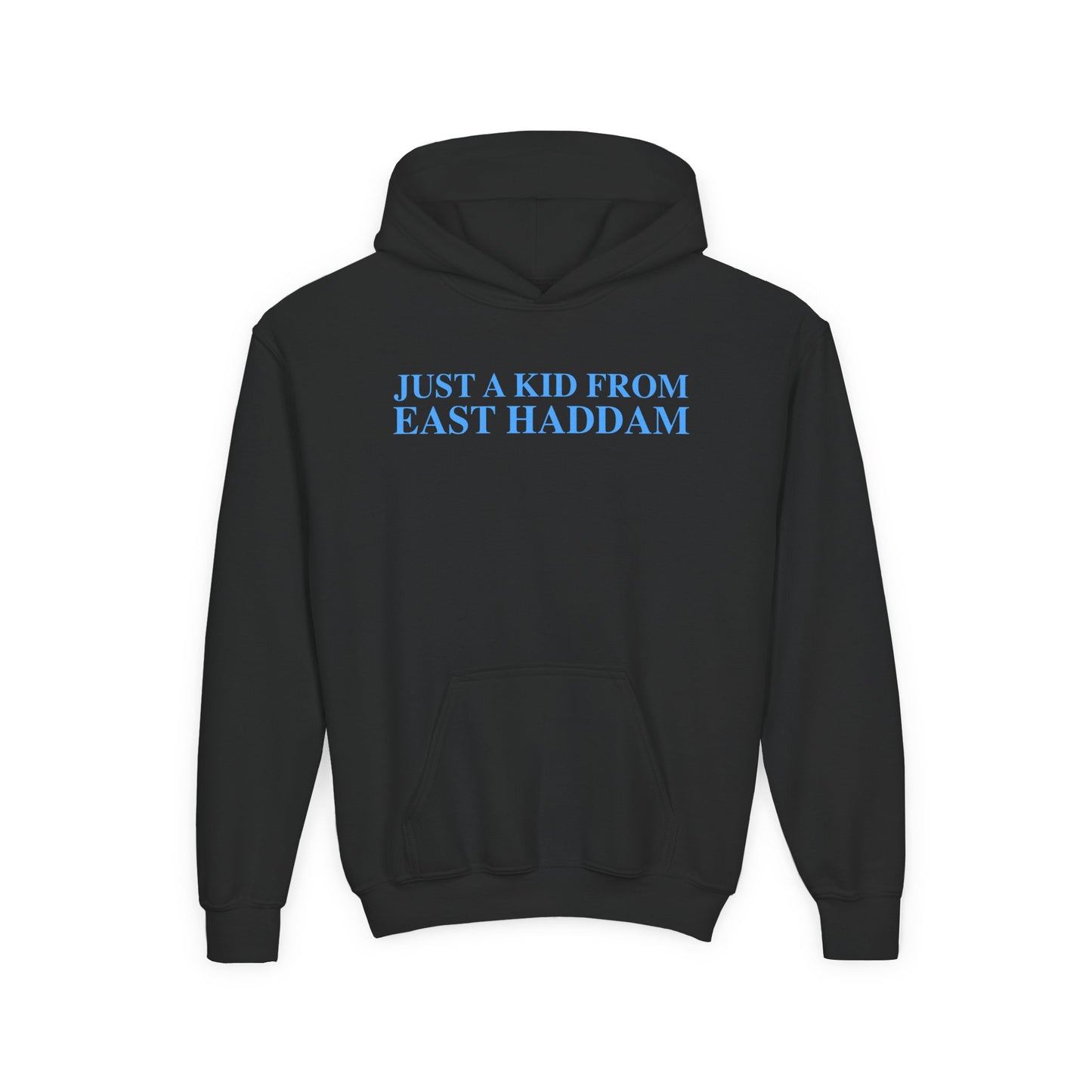 Just a kid from East Haddam Youth Heavy Blend Hooded Sweatshirt