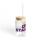 Love Stamford Glass Can with Straw and Lid, 16oz