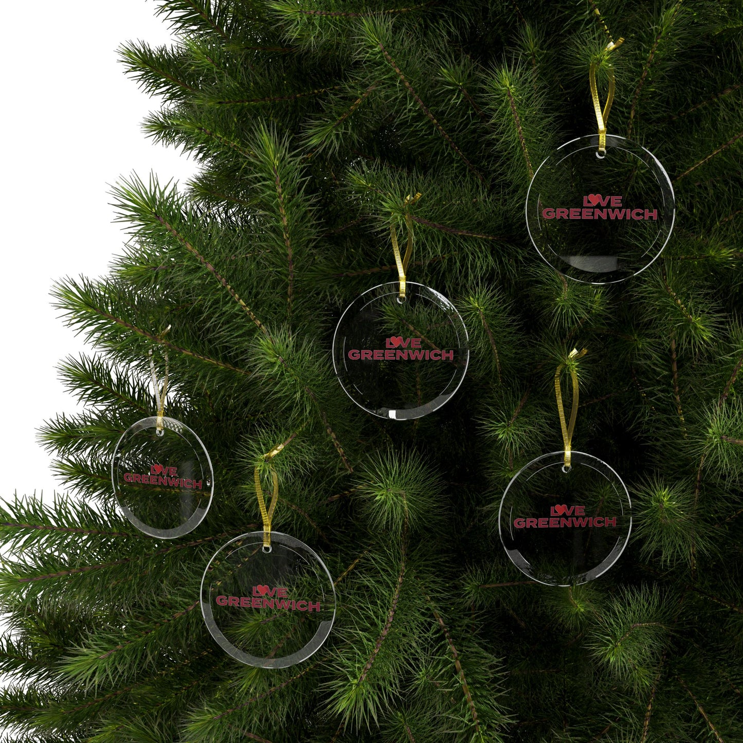 Love Greenwich Glass Ornaments