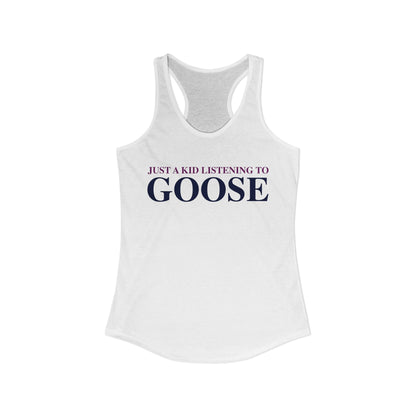 Just a kid listening to Goose - Blue & Purple Women's Ideal Racerback Tank Top