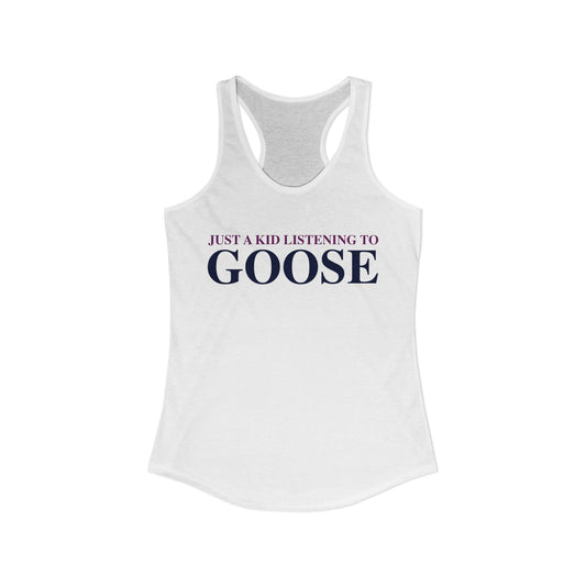 Just a kid listening to Goose - Blue & Purple Women's Ideal Racerback Tank Top