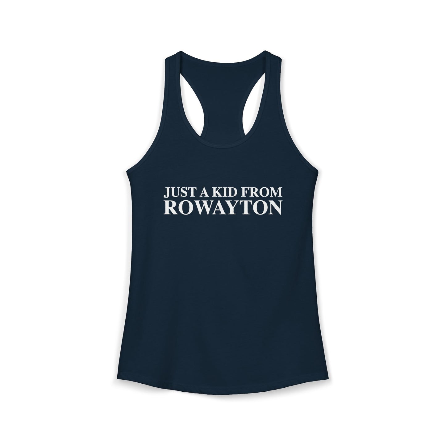 Just a kid from Rowayton Women's Ideal Racerback Tank Top