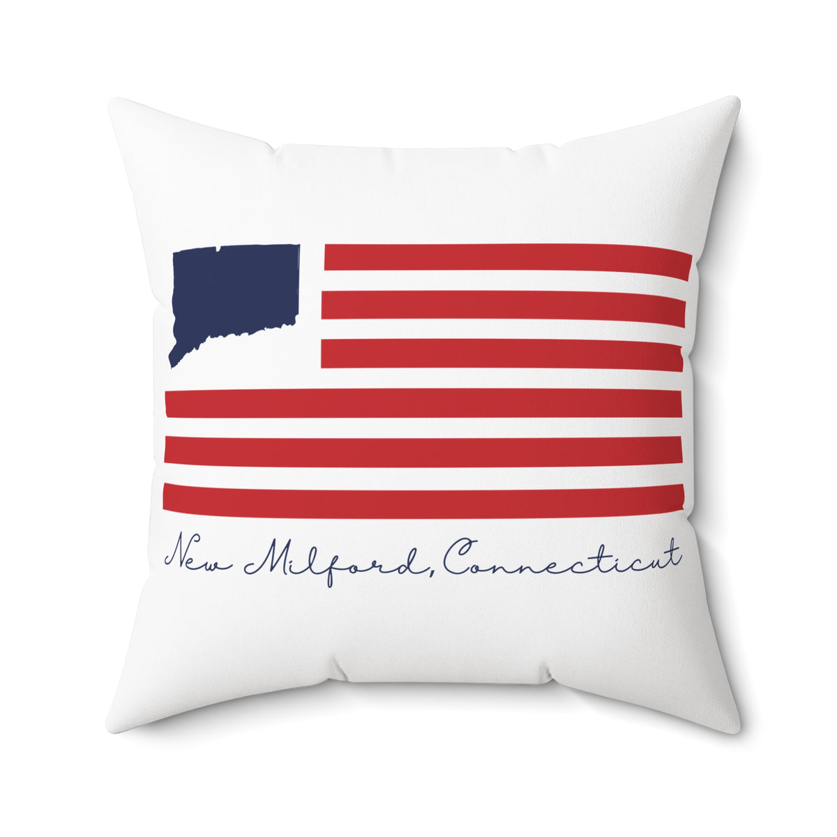 New Milford Connecticut Flag Spun Polyester Square Pillow