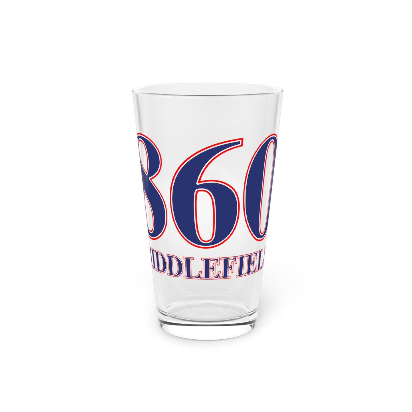 860 Middlefield Red, White & Blue Pint Glass, 16oz