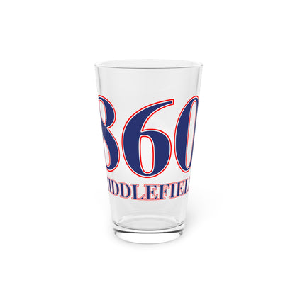 860 Middlefield Red, White & Blue Pint Glass, 16oz