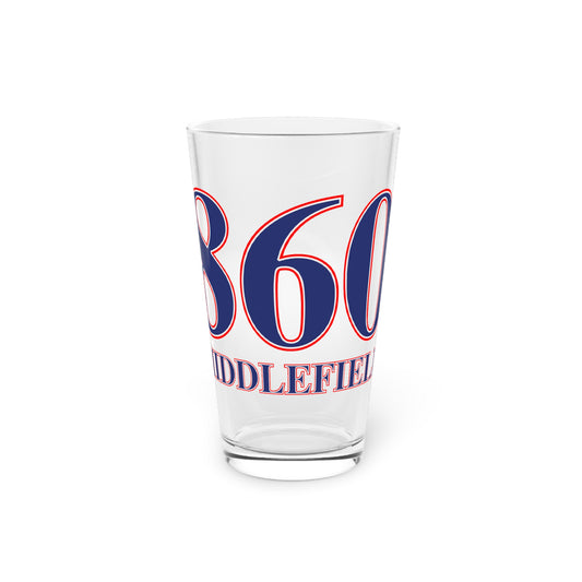 860 Middlefield Red, White & Blue Pint Glass, 16oz