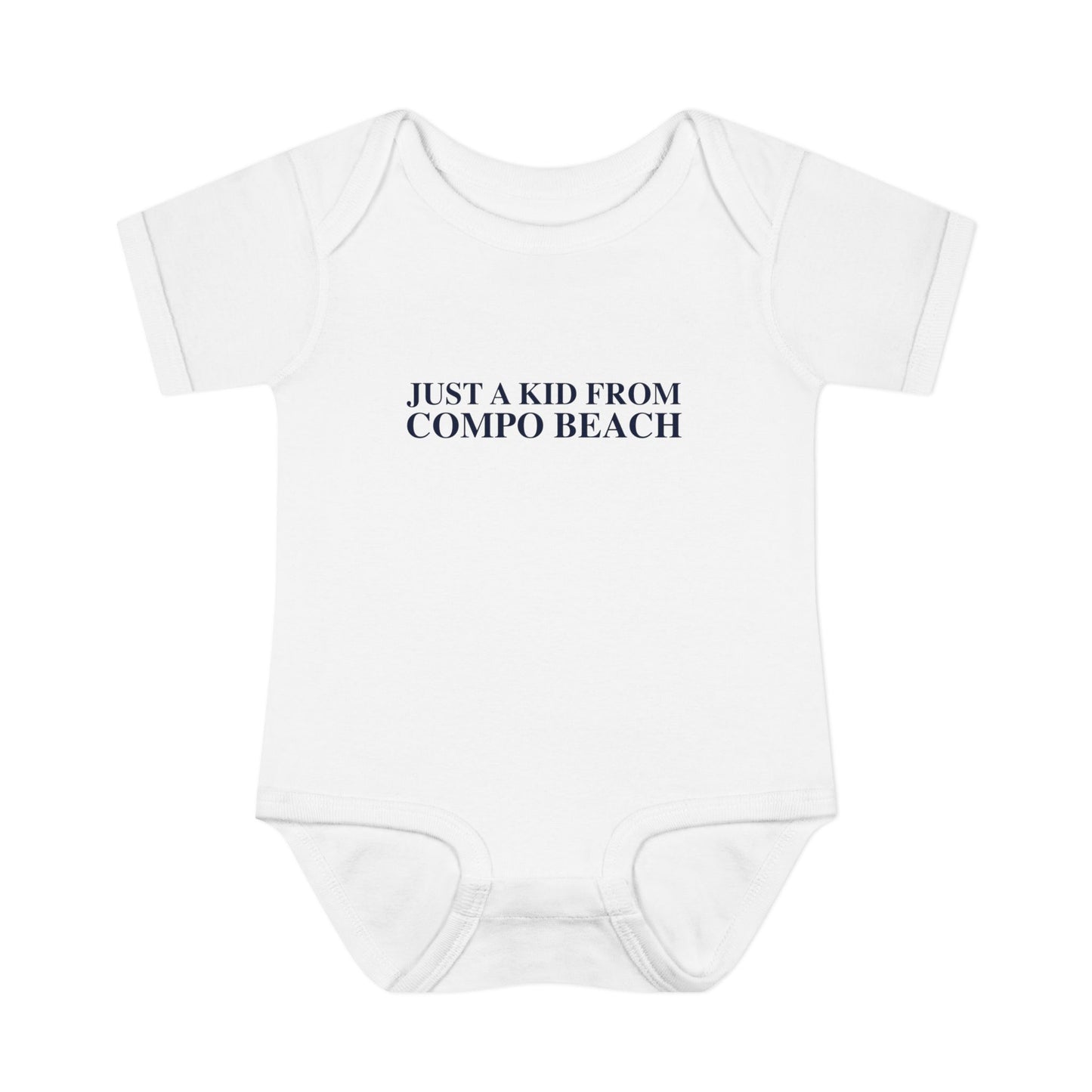 Just a kid from Compo Beach Infant Baby Rib Bodysuit