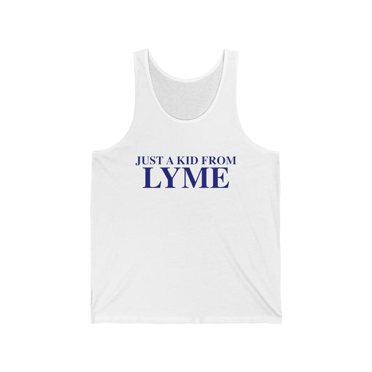 Just a kid from Lyme Unisex Jersey Tank Top