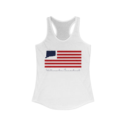Willimantic Connecticut Flag Women's Ideal Racerback Tank Top