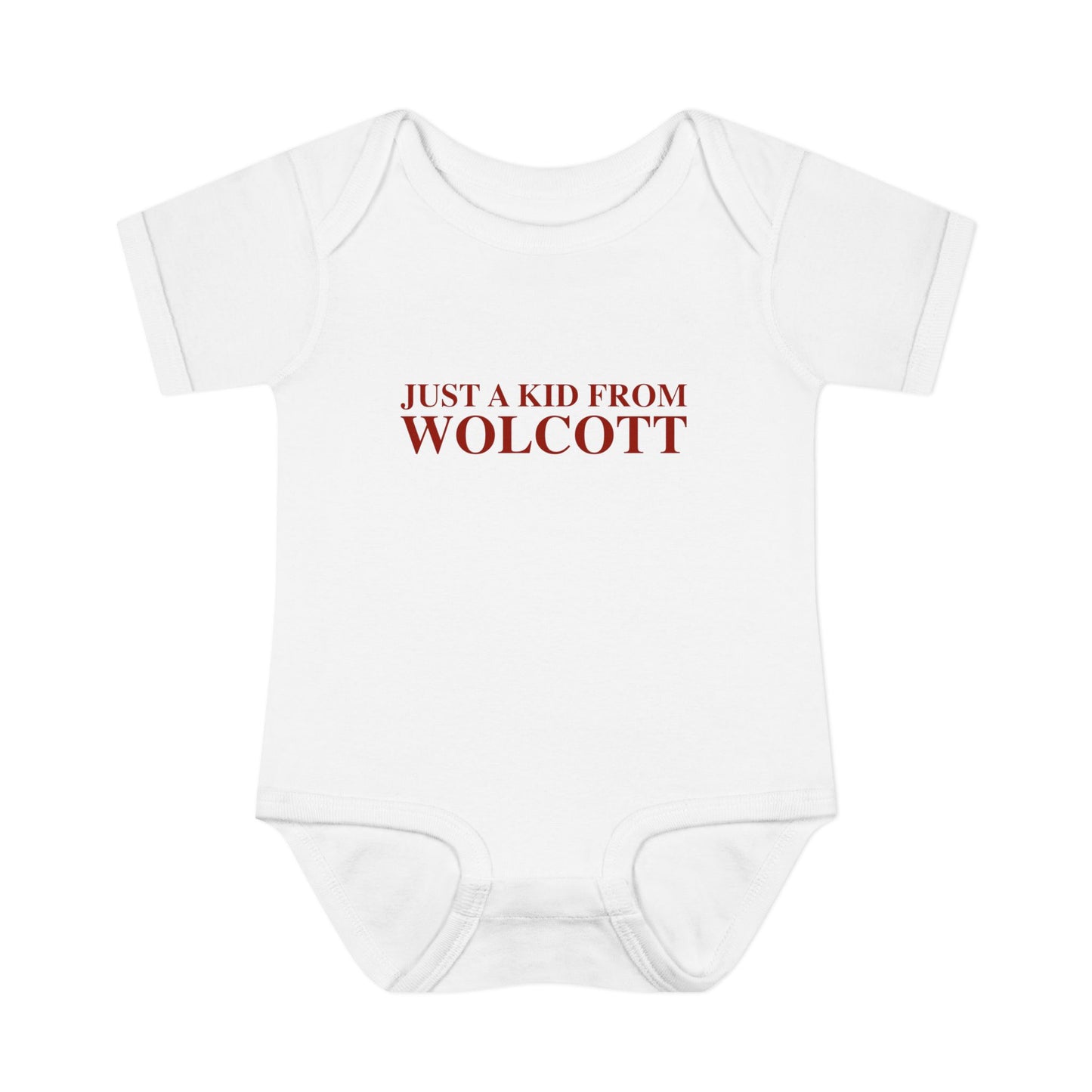 Just a kid from Wolcott Infant Baby Rib Bodysuit