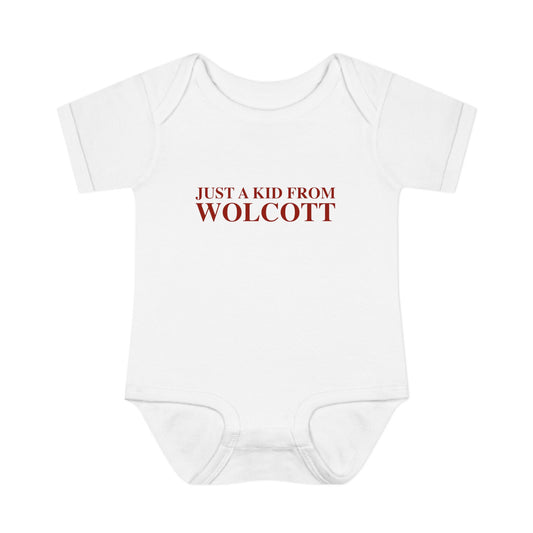 Just a kid from Wolcott Infant Baby Rib Bodysuit