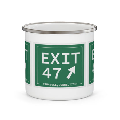 Vintage Exit 47 Merritt Parkway Sign Enamel Camping Mug