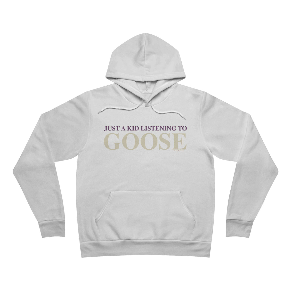 Just a kid listening to Goose - Cream & Purple Unisex Sponge Fleece Pullover Hoodie
