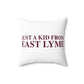 Just a kid from East Lyme Spun Polyester Square Pillow