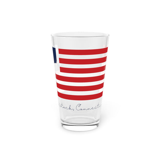 Woodstock Connecticut Flag Pint Glass, 16oz