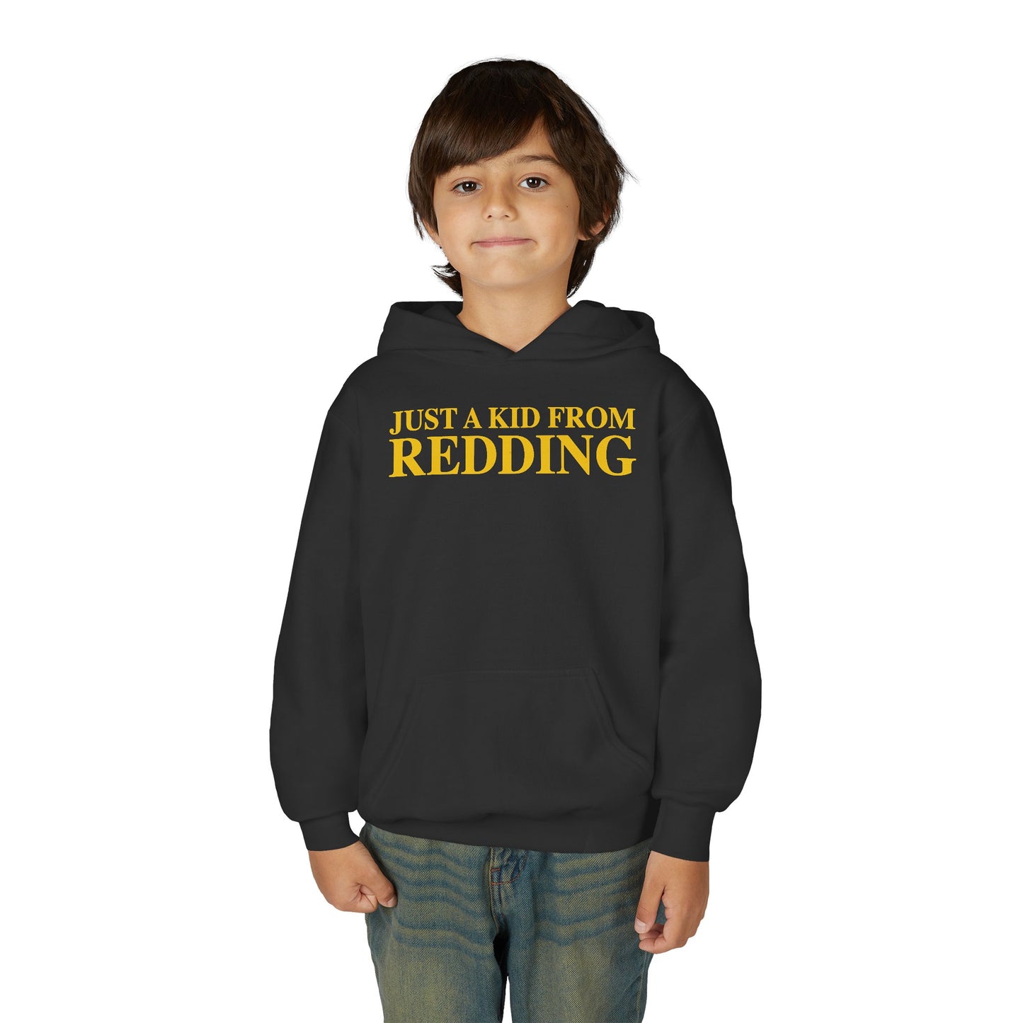 Just a kid from Redding Youth Heavy Blend Hooded Sweatshirt