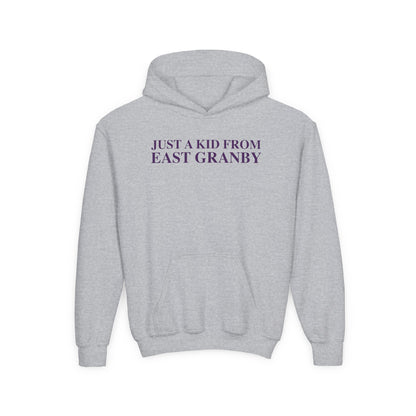 Just a kid from East Granby Youth Heavy Blend Hooded Sweatshirt