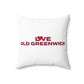Love Old Greenwich Spun Polyester Square Pillow