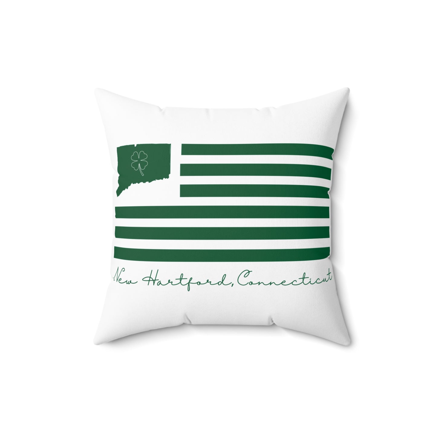 New Hartford Connecticut St. Patrick’s Day Flag Spun Polyester Square Pillow