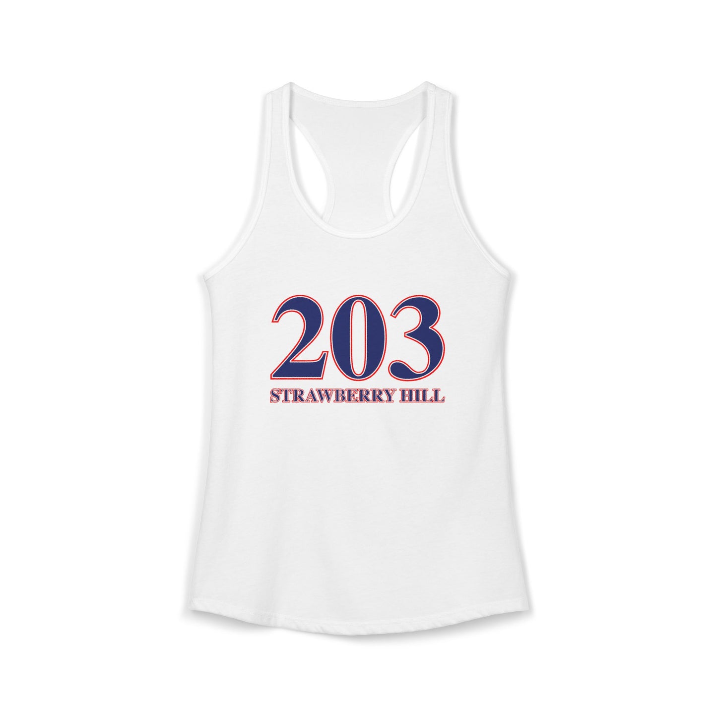 203 Strawberry Hill Red, White & Blue Women's Ideal Racerback Tank Top