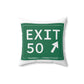 Vintage Exit 50  Merritt Parkway Sign Spun Polyester Square Pillow