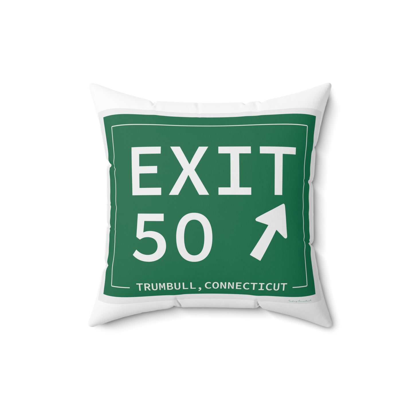 Vintage Exit 50  Merritt Parkway Sign Spun Polyester Square Pillow