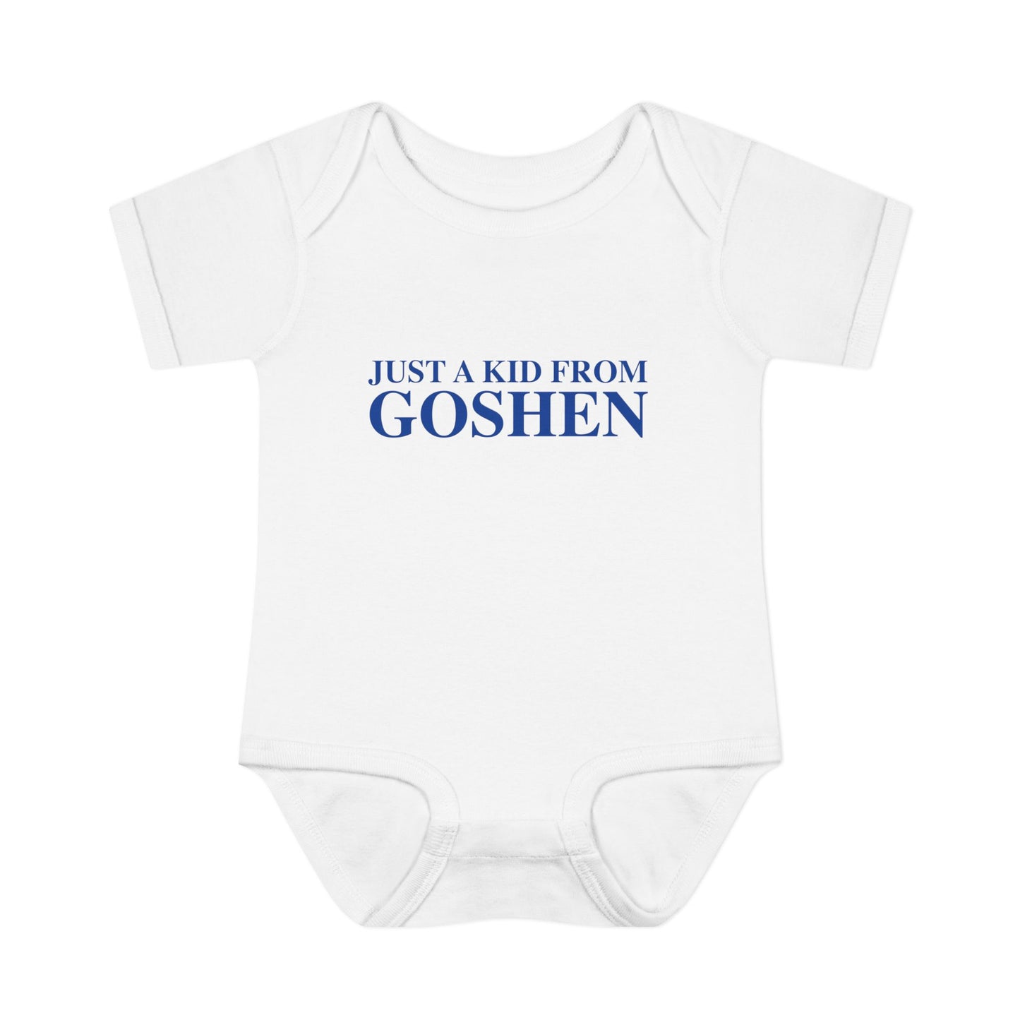 Just a kid from Goshen Infant Baby Rib Bodysuit