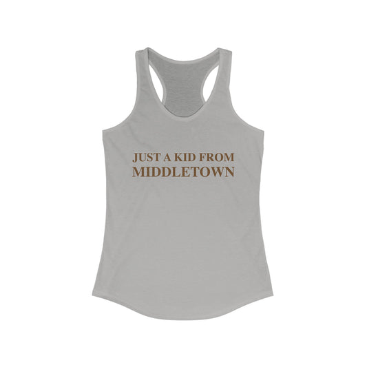 Just a kid from Middletown Women's Ideal Racerback Tank