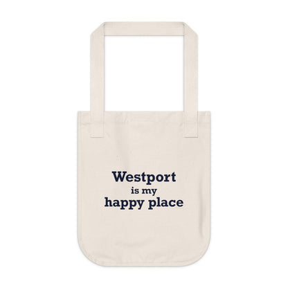 Westport Is My Happy Place Organic Canvas Tote Bag