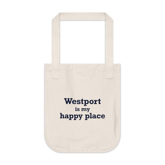 Westport Is My Happy Place Organic Canvas Tote Bag