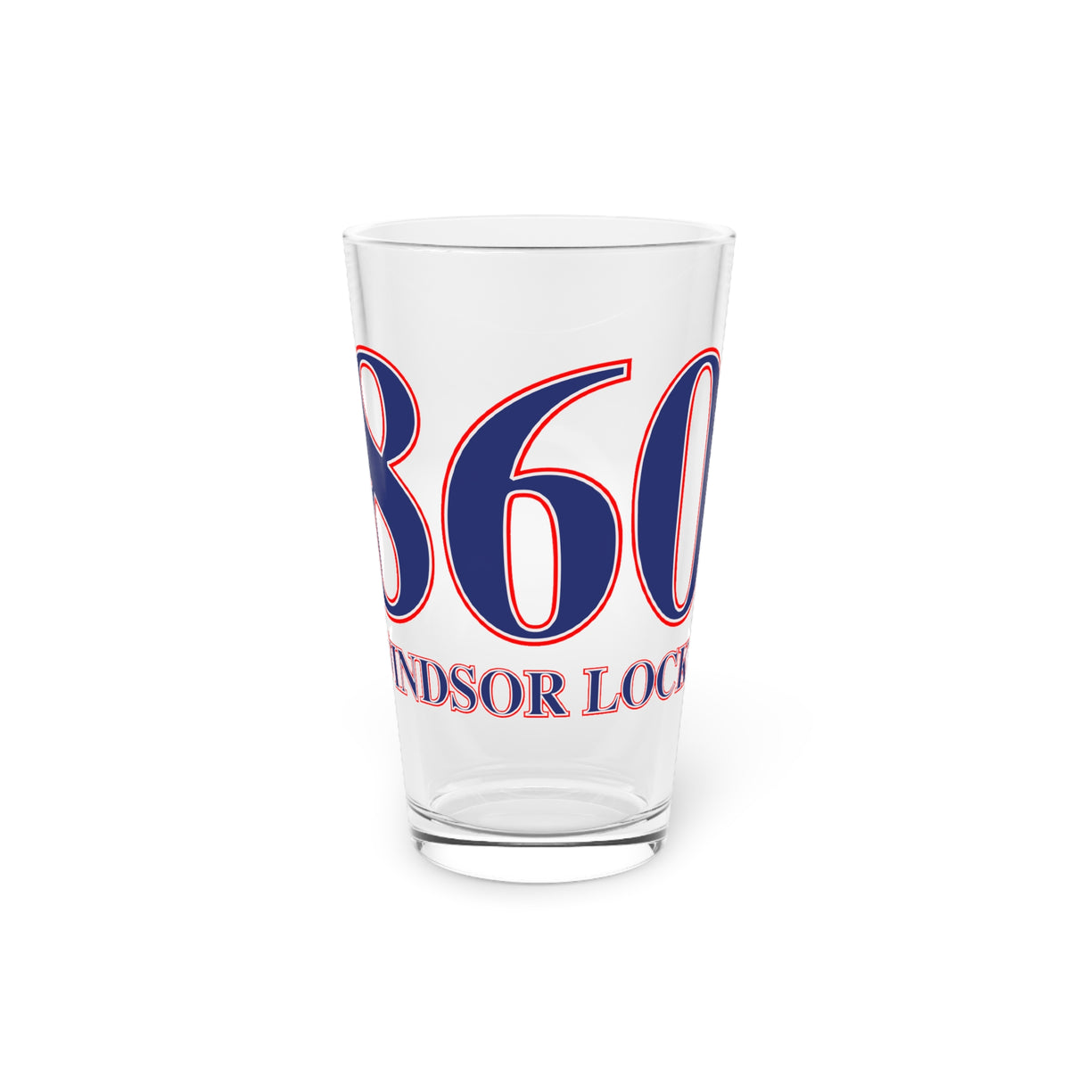 Windsor Locks Red, White & Blue Pint Glass, 16oz
