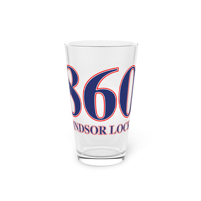Windsor Locks Red, White & Blue Pint Glass, 16oz