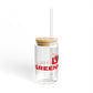 Love Greenfield Hill Glass Can with Straw and Lid, 16oz