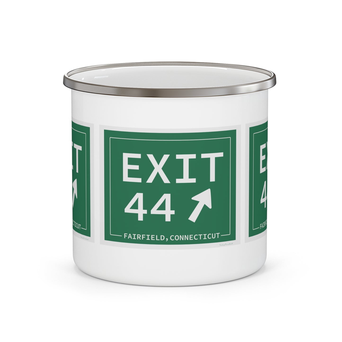 Vintage Exit 44 Merritt Parkway Sign Enamel Camping Mug