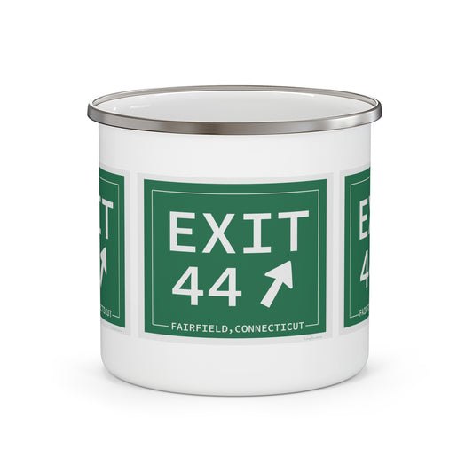 Vintage Exit 44 Merritt Parkway Sign Enamel Camping Mug