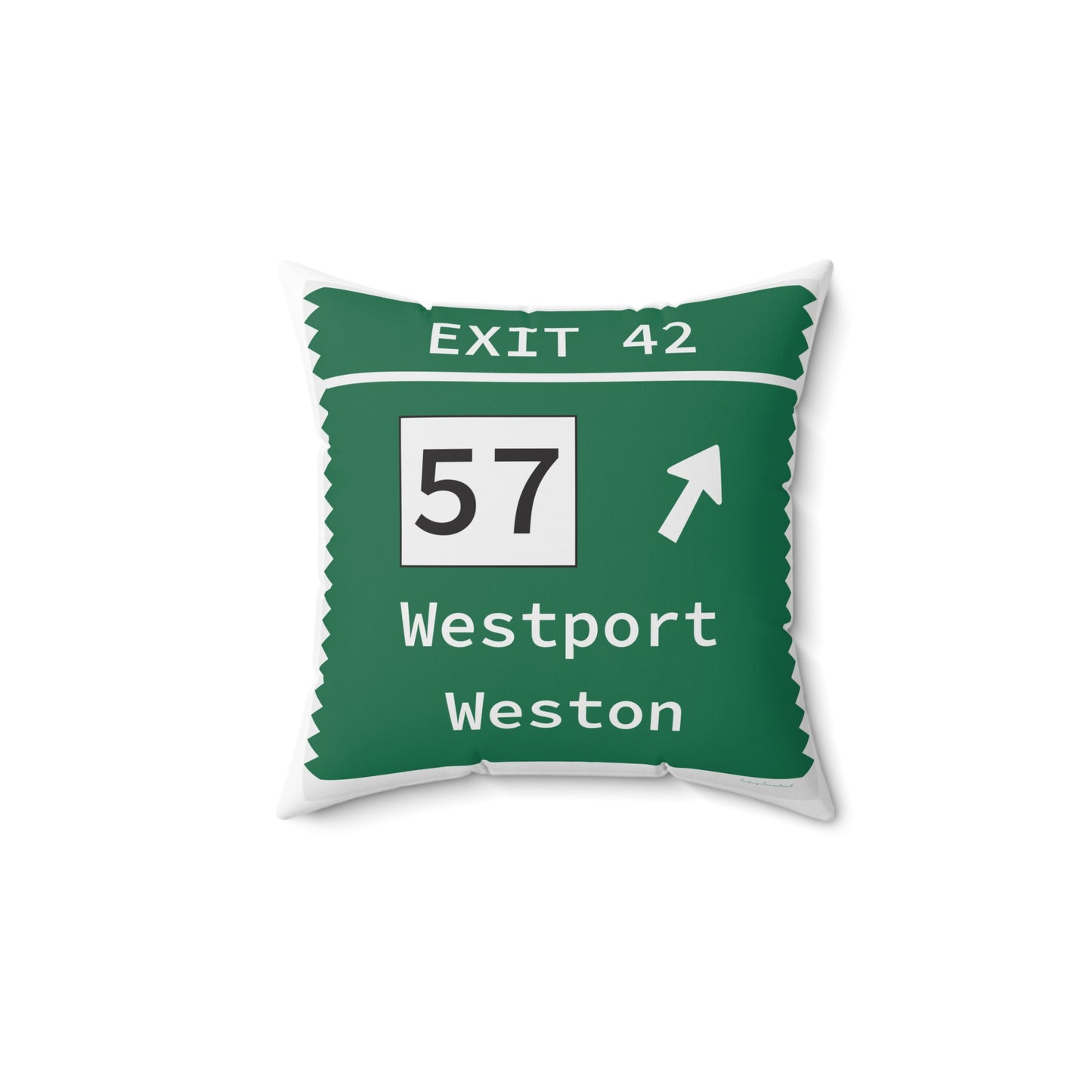 Vintage Merritt Parkway Exit 42 Sign  Spun Polyester Square Pillow